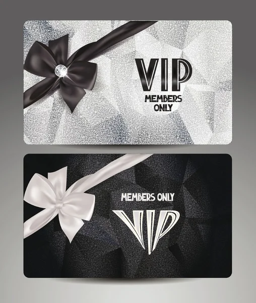 Елегантні VIP платинові картки з шовковими стрічками — стоковий вектор