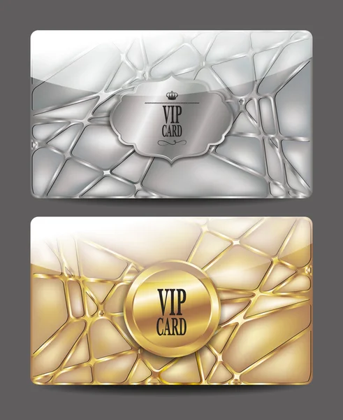 Gold and silver  textured VIP cards — Stock Vector