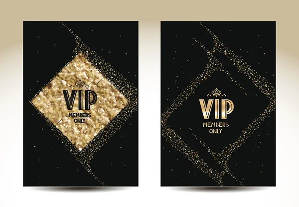 Tarjetas VIP con elementos de textura dorada — Vector de stock