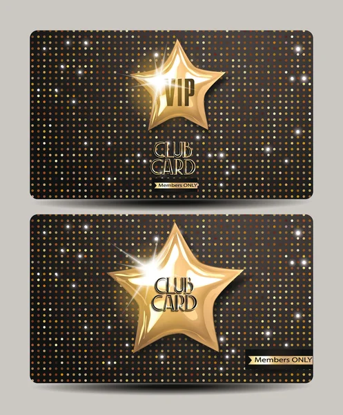 Tarjetas VIP club en el fondo brillante disco — Vector de stock