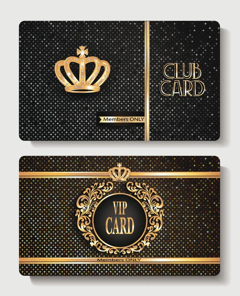 VIP club cards with crown — Stock Vector