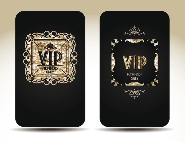 花のデザインとゴールドのテクスチャ Vip ヴィンテージのカード — ストックベクタ