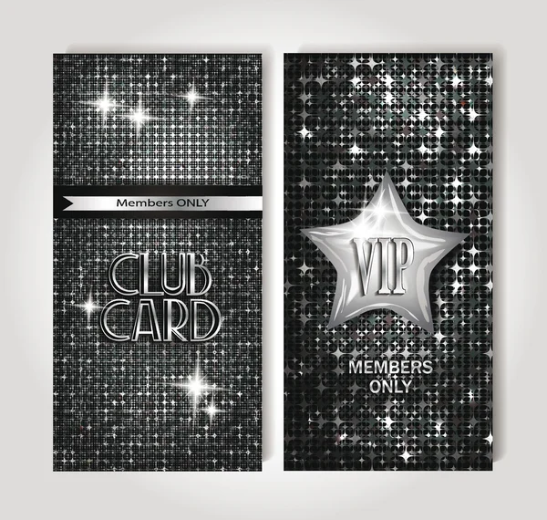 VIP-zilveren club kaarten op de glanzende achtergrond — Stockvector