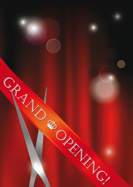 Grand Opening Invitation Card with Red Curtain Stock Illustration