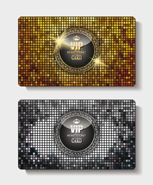 VIP-Disco goud en zilver kaarten — Stockvector