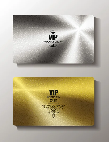 Vip cards with metal texture — Stock Vector