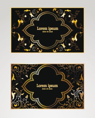 Arapça çiçek tasarım elemanları ile Gold Kartlar