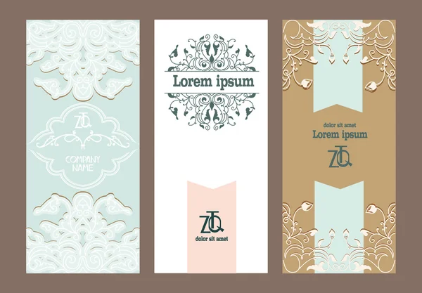 Set di carte ornate vintage — Vettoriale Stock