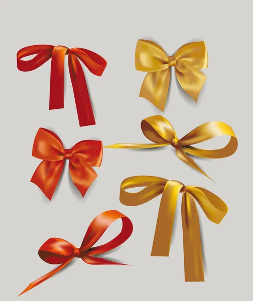 Red and gold bows collection — Stock Vector
