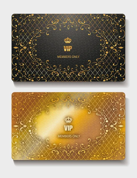 Vintage gold cards with lace — Stock Vector