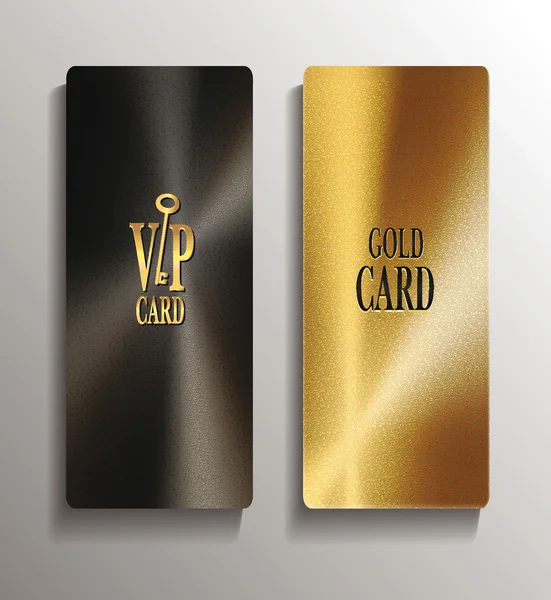 Ouro verticais texturizados cartões vip —  Vetores de Stock