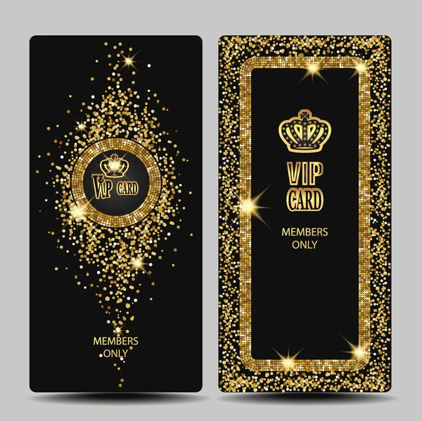 Shiny VIP vertical gold cards — Stock Vector