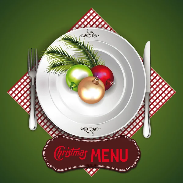 Christmas menu card with new year decorations — Stock Vector