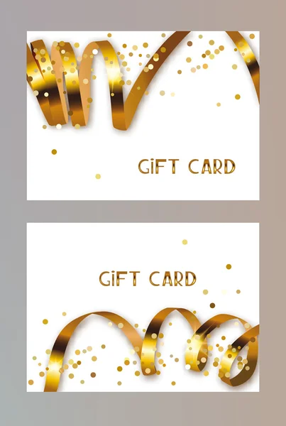 Tarjetas de regalo con cinta de oro — Vector de stock