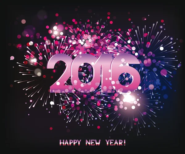 Nieuwe jaar vuurwerk paarse achtergrond 2016 — Stockvector