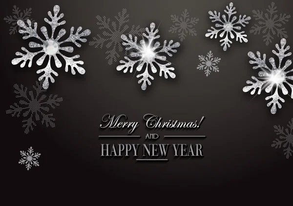 Élégant fond de Noël avec des flocons de neige argent — Image vectorielle