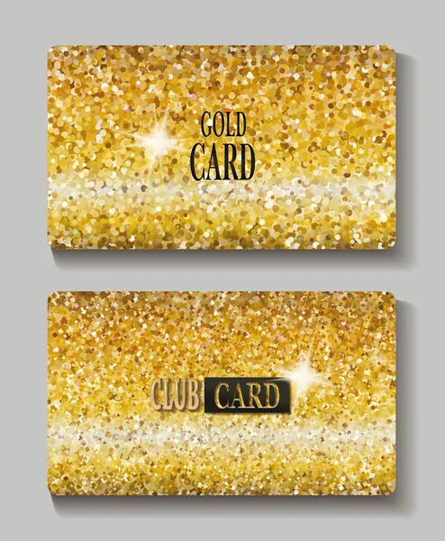 Set of bright shiny gold club cards — Stock Vector