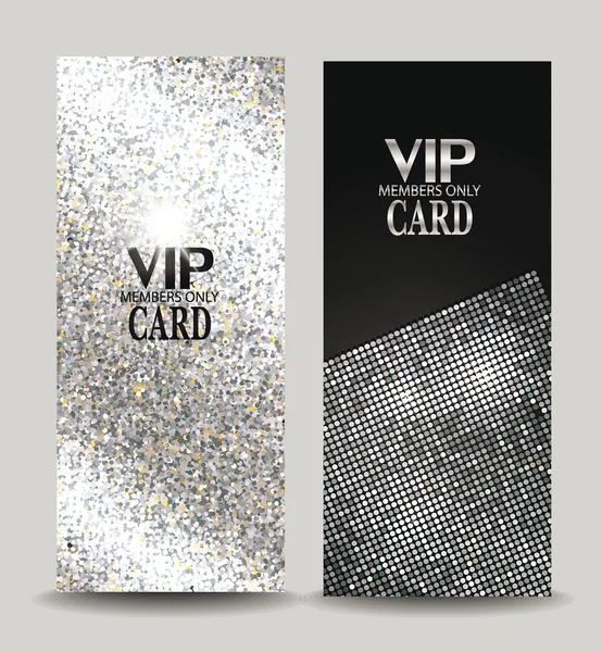 Tarjetas vip texturizadas en plata — Vector de stock