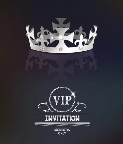 VIP invitation with silver crown — Stock Vector