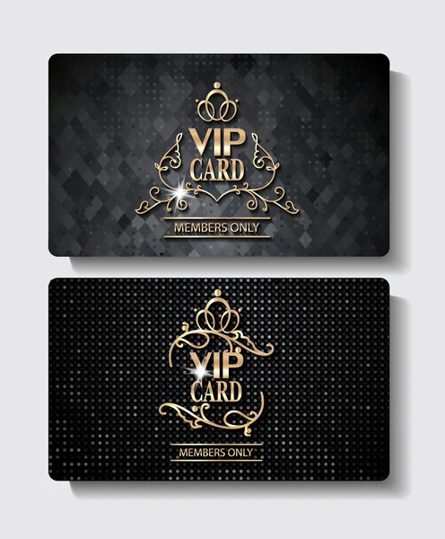 Ouro texturizado e cartões VIP pretos — Vetor de Stock