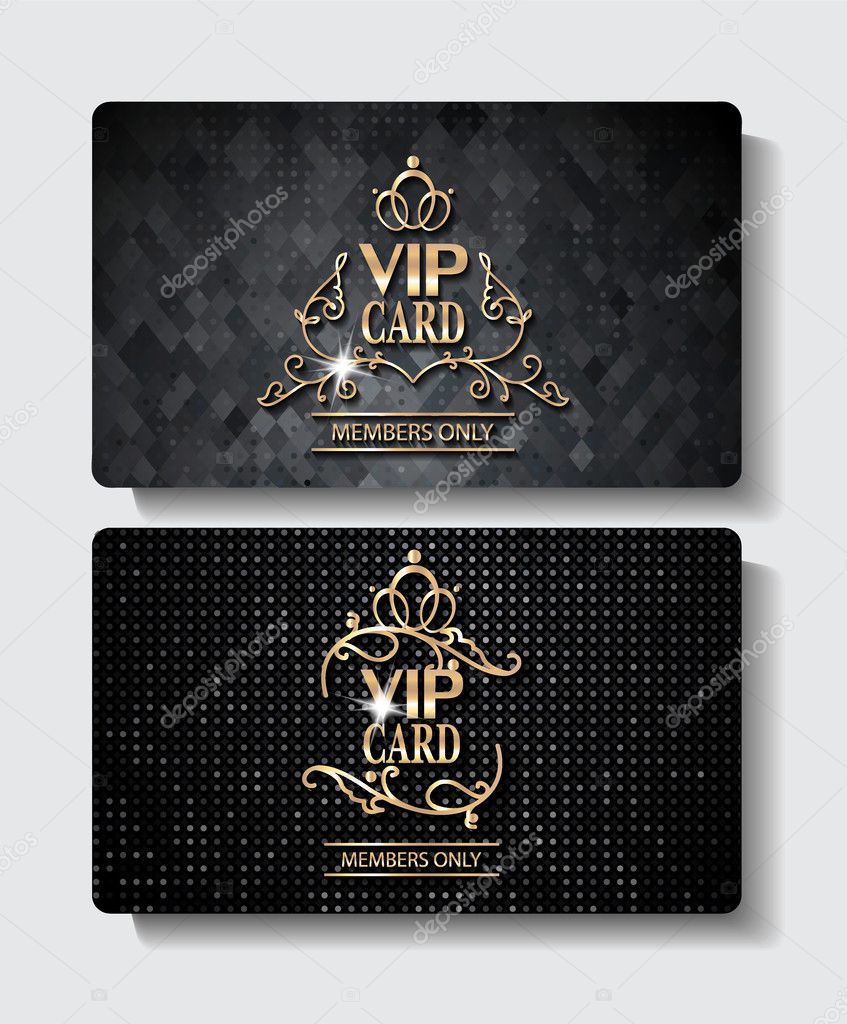Textured gold and black VIP cards