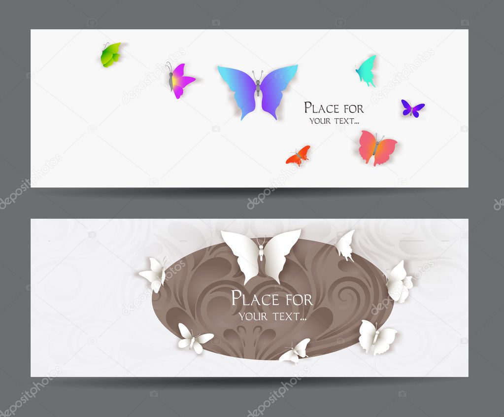 Banners with paper butterflies
