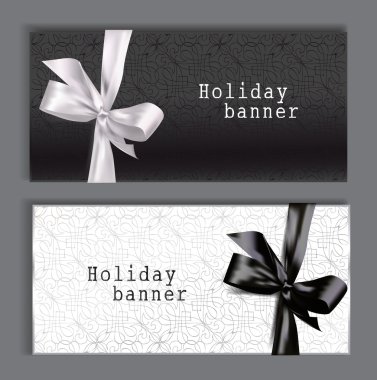 Ipek kurdele beyaz ve siyah kartlarla