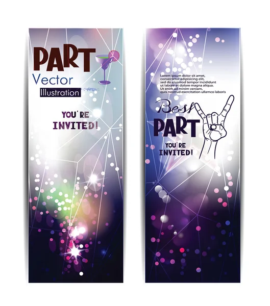 Vertikala ljusa banners med ljuseffekter. Vector part banners — Stock vektor