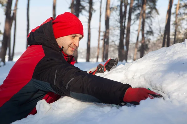 Bort Snö Från Bilens Vindruta Rengör Bilfönstret Vintern Från Snö — Stockfoto