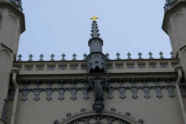 Detalhes Fachada Edifício Igreja Estilo Gótico — Fotografia de Stock