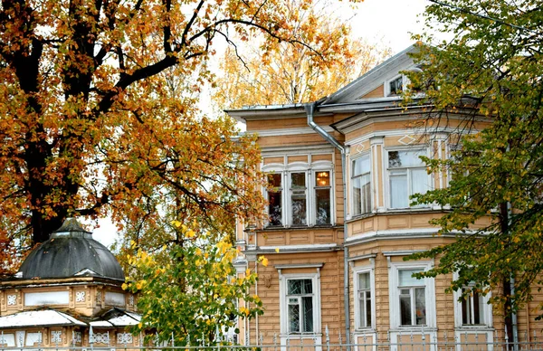 Здания Среди Осенних Деревьев Городе — стоковое фото