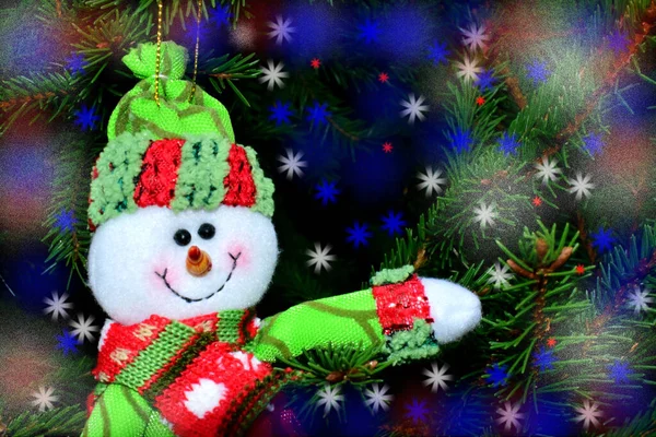 Снеговик Рождественские Украшения Елке — стоковое фото