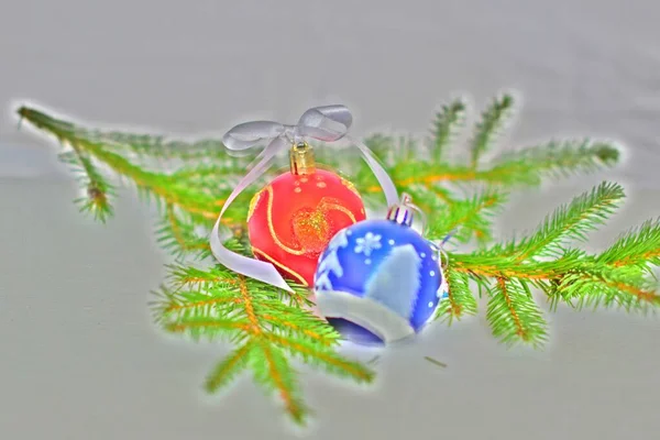 Sparren Tak Nieuwjaarsdecor Oudejaarsachtergrond — Stockfoto