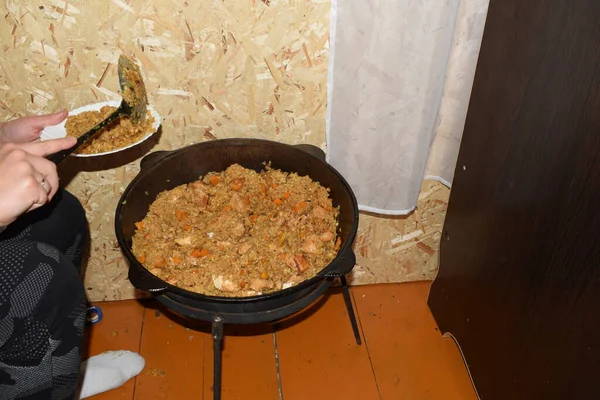 Pilavlı Kazan Ulusal Bir Yemek — Stok fotoğraf
