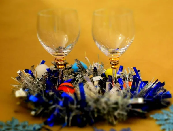 Drink Glasses Christmas Decor — Stock Photo, Image