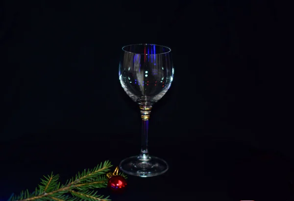 Glass Wine Drinks New Year Background — Stock Photo, Image