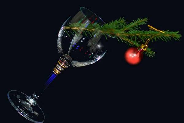 Ποτήρι Για Ποτά Κρασιού Φόντο Της Πρωτοχρονιάς — Φωτογραφία Αρχείου