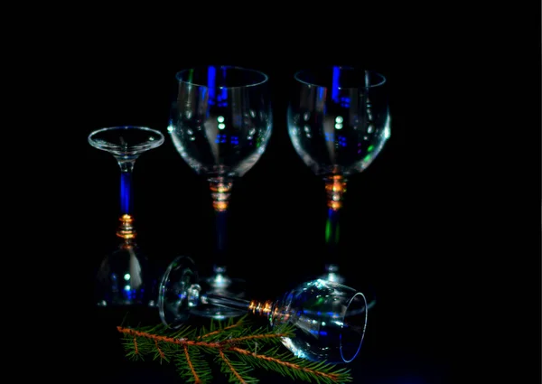 Wine Glasses New Year Background — Stock Photo, Image