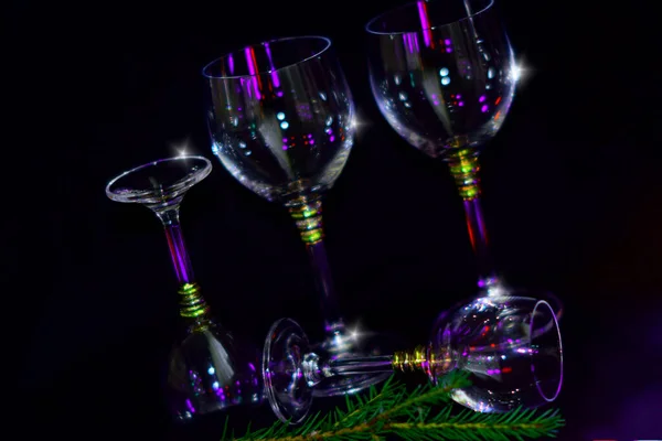 Bicchieri Vino Sfondo Capodanno — Foto Stock