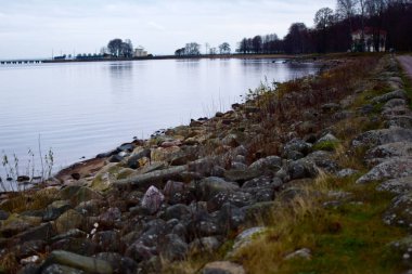 Sahilde renkli taşlar