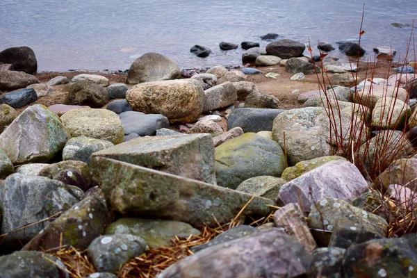 Artefacts Blocs Granit Sur Bord Mer Ère Mégalithe — Photo