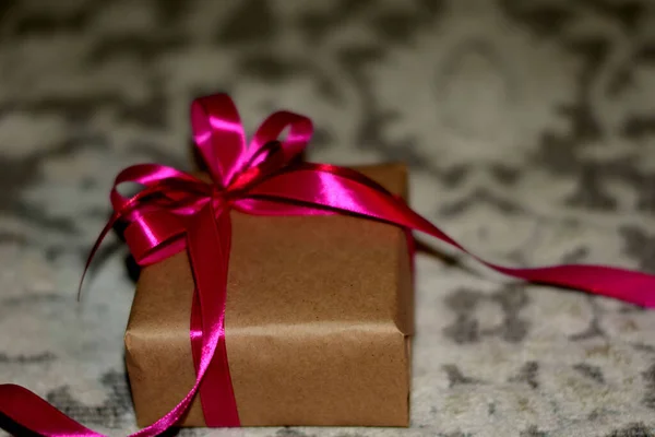 Gift Box Satin Ribbon — Stock Photo, Image