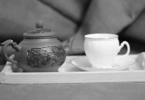 Ceramic Teapot Tea Tray — Stock Photo, Image