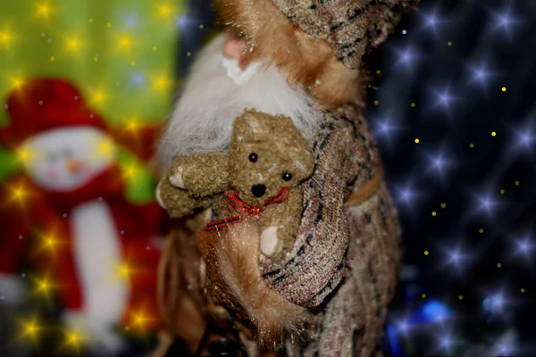 Рождественский Фон Санта Клаус Фонари — стоковое фото