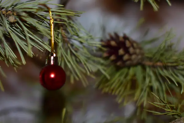 Balon Natal Dan Latar Belakang Tahun Baru Yang Buram — Stok Foto