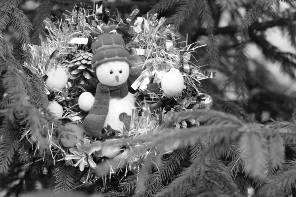 Snowman Christmas Tree Christmas Background — ストック写真