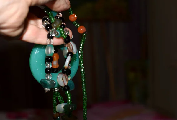 Women Jewelry Beads Necklace Pendant — Stock Photo, Image