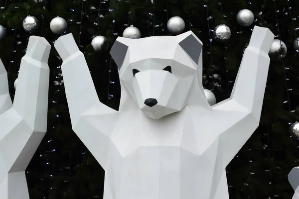Смешные Белые Медведи Рождество Фон — стоковое фото