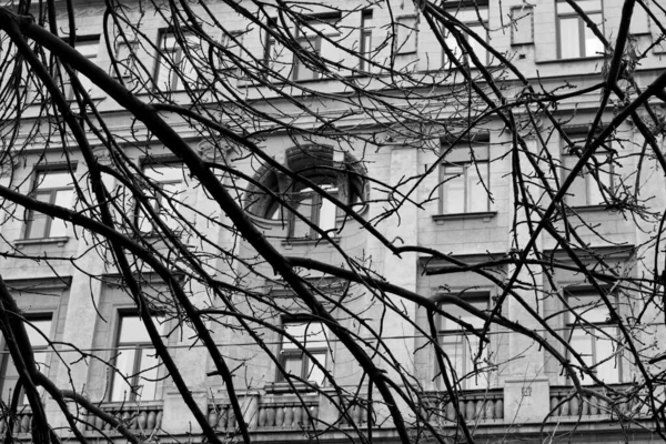 Detalhes Fachada Edifício Edifícios Antigos Cidade — Fotografia de Stock