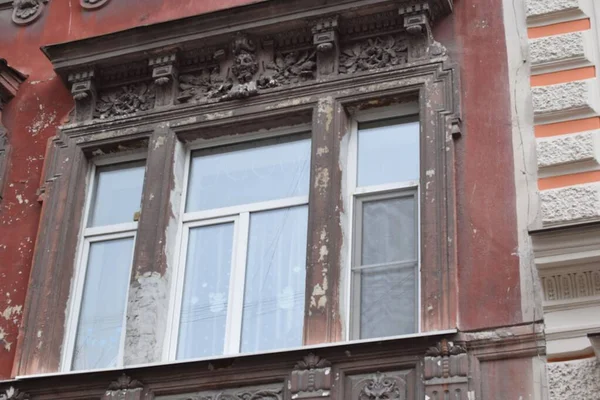 Detalles Fachada Del Edificio Edificios Antiguos Ciudad — Foto de Stock